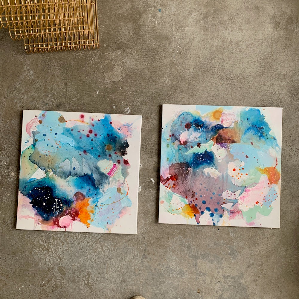 In process #1 og #2 - 50x50 cm (to malerier)