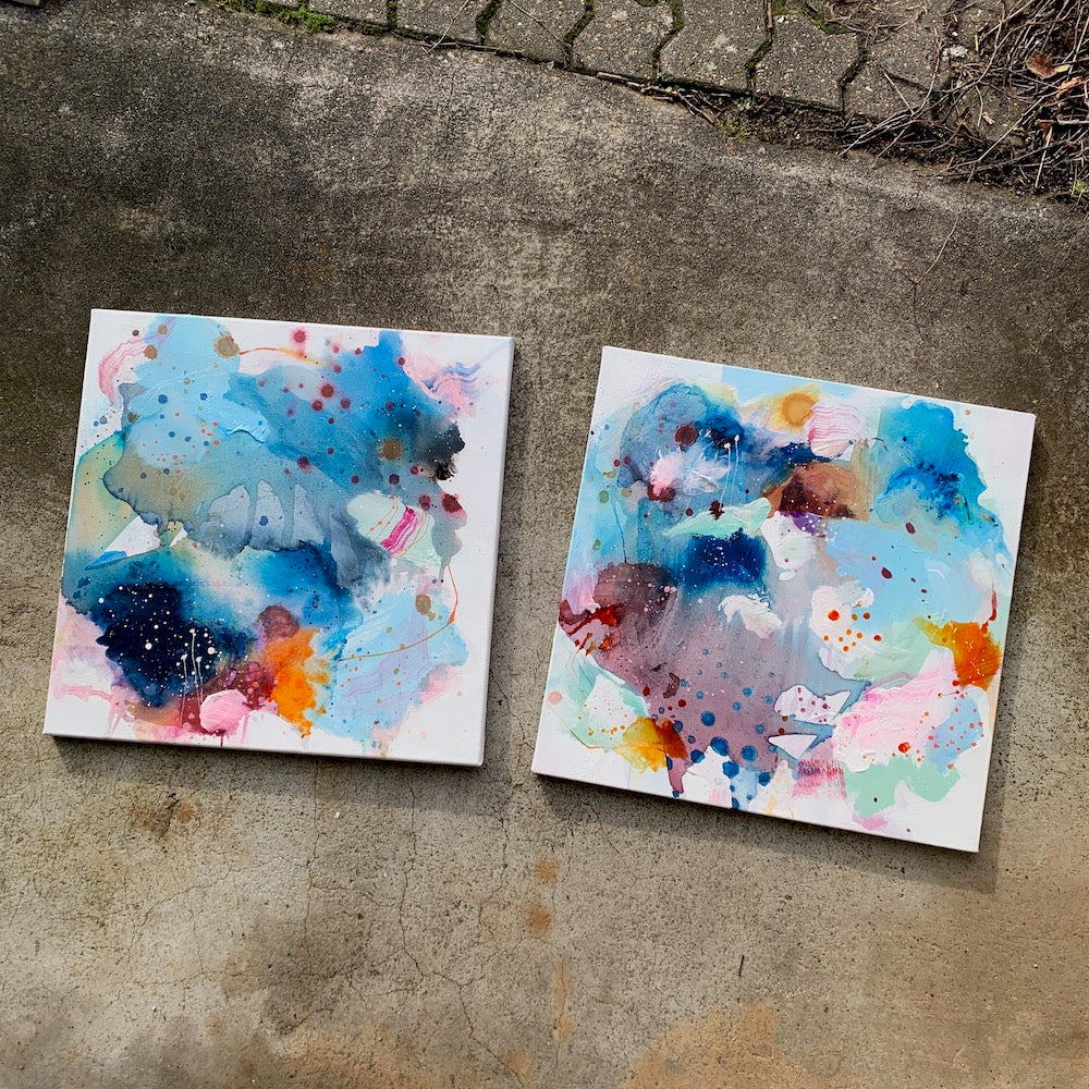 In process #1 og #2 - 50x50 cm (to malerier)