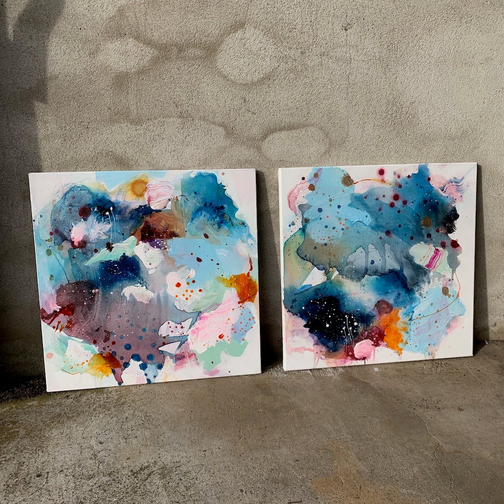In process #1 og #2 - 50x50 cm (to malerier)