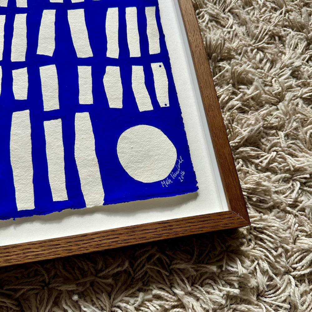 Ultramarine #17 - originalt papirværk - 38,5 x 30 cm - Røget egetræsramme/ART-glas