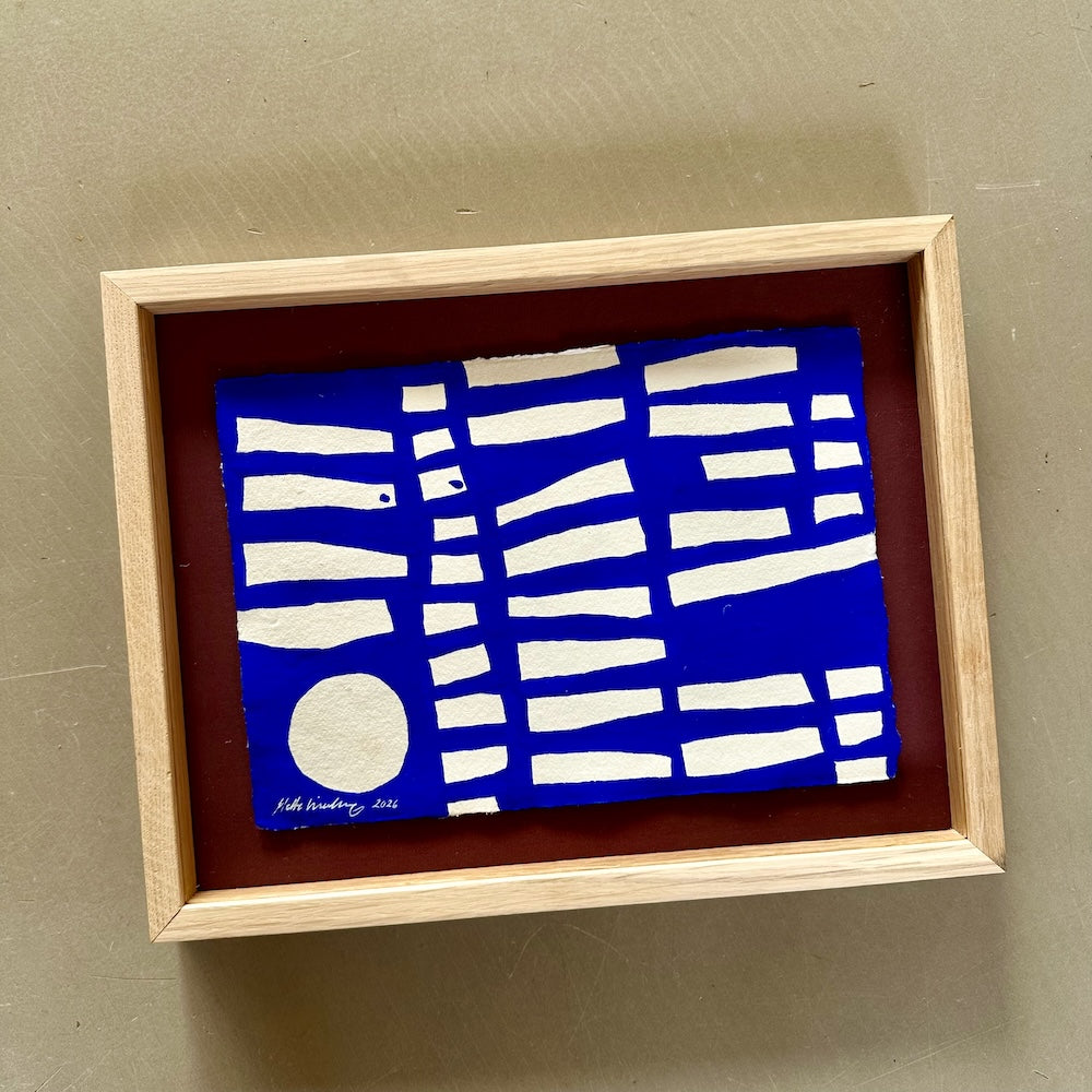 Ultramarine #16 - originalt værk i egetræsramme/ART-glas - 38,5 x 30 cm