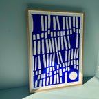 Ultramarine #10 - originalt papirværk - 50x70 cm - egetræsramme/ART-glas